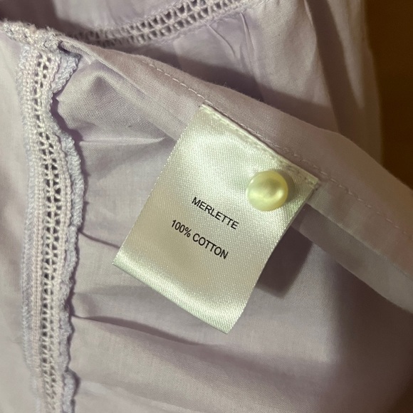 Merlette | Paradis Dress Tiered Midi Dress Puff Sleeve Popover Lavender Size M - Picture 14 of 15